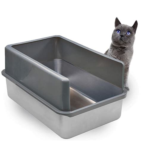 extra large stainless steel cat litter box|stainless steel kitty litter pan.